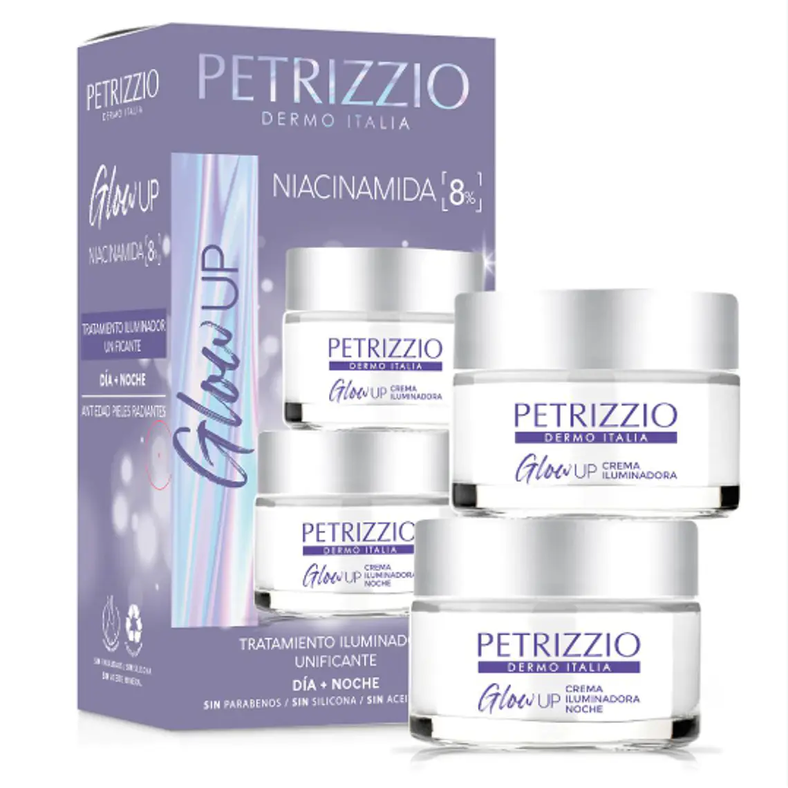 Petrizzio Crema Glow Up Niacinamida 8% Dia X 50 Gr + Noche X 50 Gr 1
