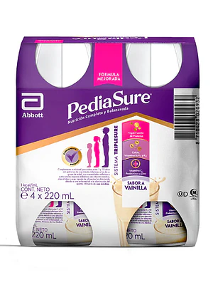 Pediasure Complete Vainilla 220  ml por 4  unidades 