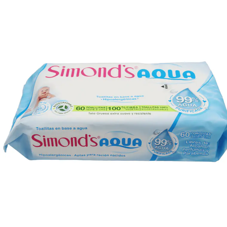 Toallitas húmedas Aqua 60 Unidades. Simond's 1