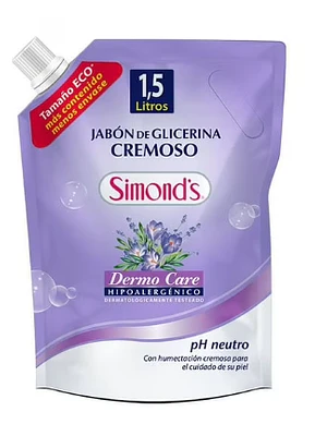 Jabón de glicerina Cremoso Dermo Care Doypack 1,5 Litros. Simond's