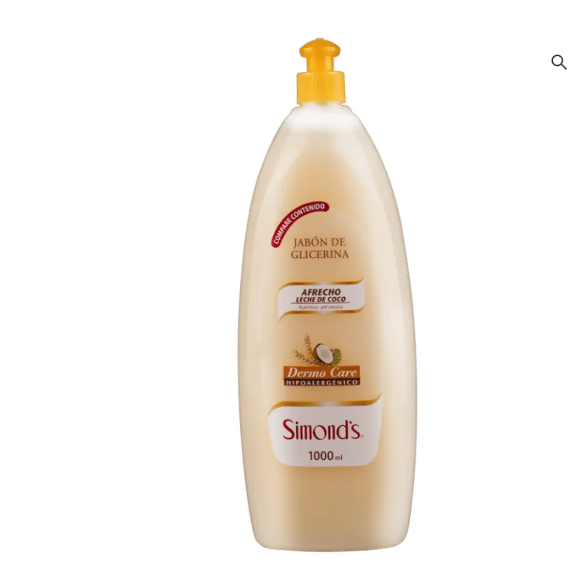 Jabón de glicerina Afrecho leche de coco Dermo Care 1000 ml. Simond's 1