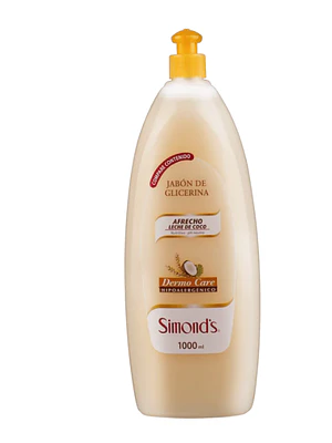 Jabón de glicerina Afrecho leche de coco Dermo Care 1000 ml. Simond's