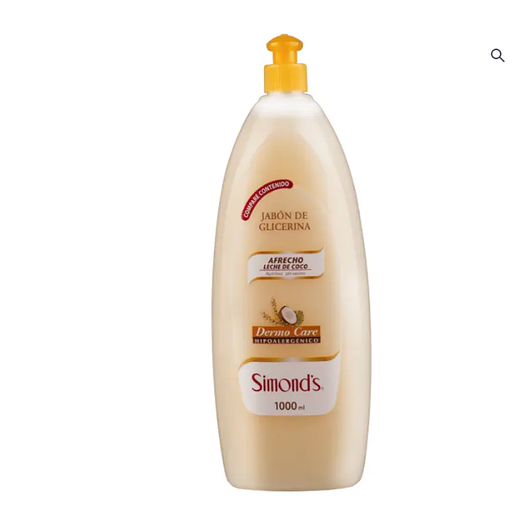Jabón de glicerina Afrecho leche de coco Dermo Care 1000 ml. Simond's 1