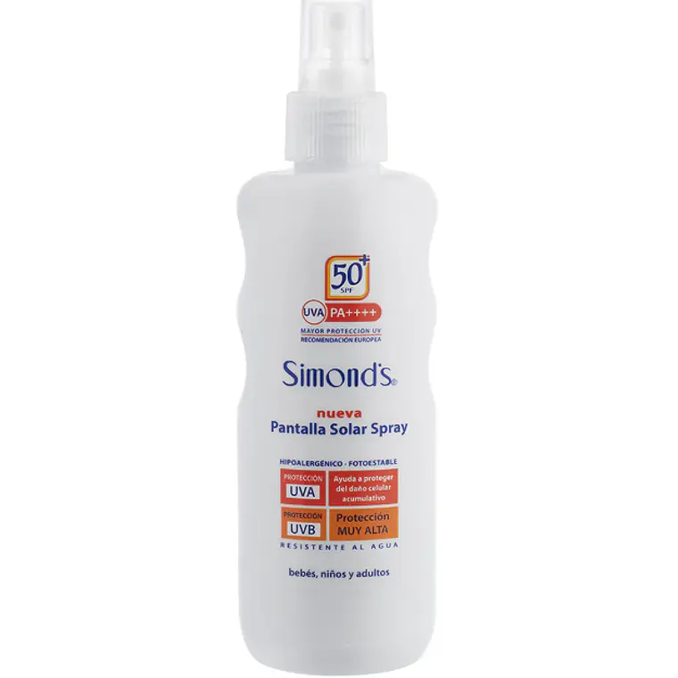 Pantalla solar FPS50+ Bebes, niños y adultos Spray 190 ml. Simond's 1