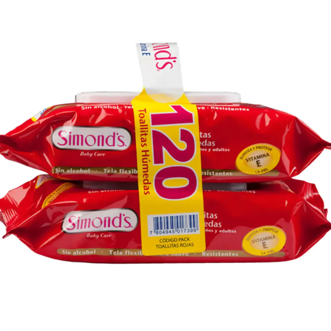 Toallitas húmeda con vitamina E 60 Unidades Pack.  Simond's 1