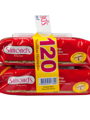Toallitas húmeda con vitamina E 60 Unidades Pack.  Simond's