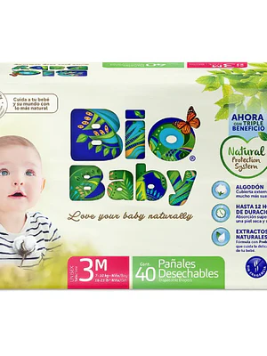Bio Baby Pañal ecológico M 40 Unidades. 