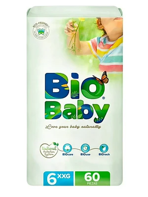 Bio Baby Pañal ecológico XXG 60 Unidades.