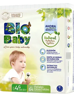 Bio baby Pañal ecológico G 64 Unidades.