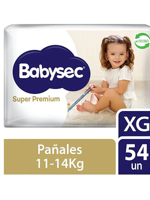 Pañal Babysec Super premium XG 54 Unidades.