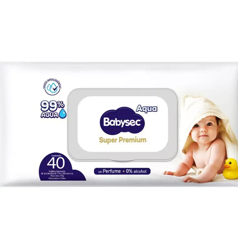 Toallitas húmedas Babysec Super premium 40 Unidades. 1