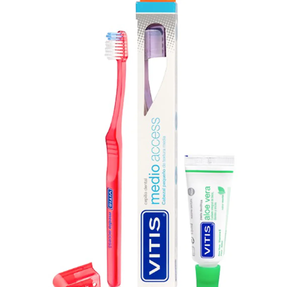 Vitis Cepillo dental Access Medio  + Crema dental Aloe vera 15 ml. 1