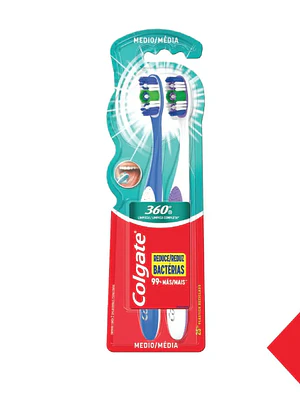 Cepillo dental Colgate 360° Twin Medio Pack 2 Unidades.