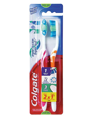 Cepillo dental Colgate Triple acción medio 2 Unidades.