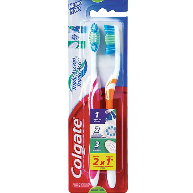 Cepillo dental Colgate Triple acción medio 2 Unidades. 1