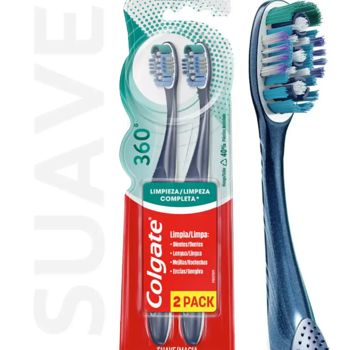 Cepillo dental Colgate 360° Suave Pack 2 Unidades. 1