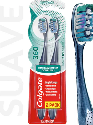 Cepillo dental Colgate 360° Suave Pack 2 Unidades.