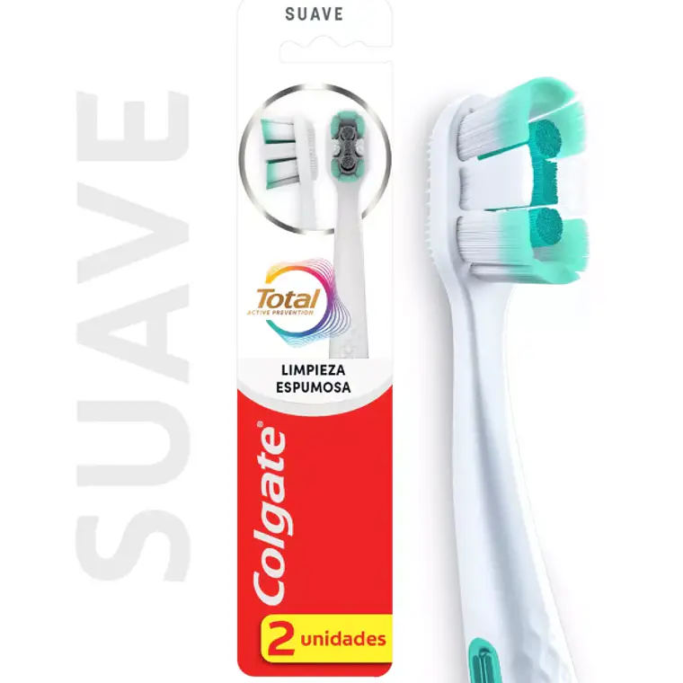 Cepillo dental Colgate Total Limpieza espumosa Suave Pack 2 Unidades. 1