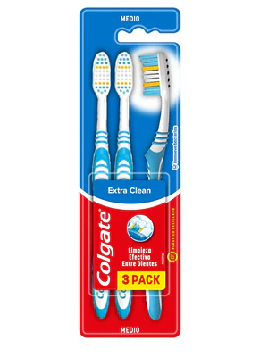 Cepillo dental Colgate Extra clean Medio Pack 3 Unidades.