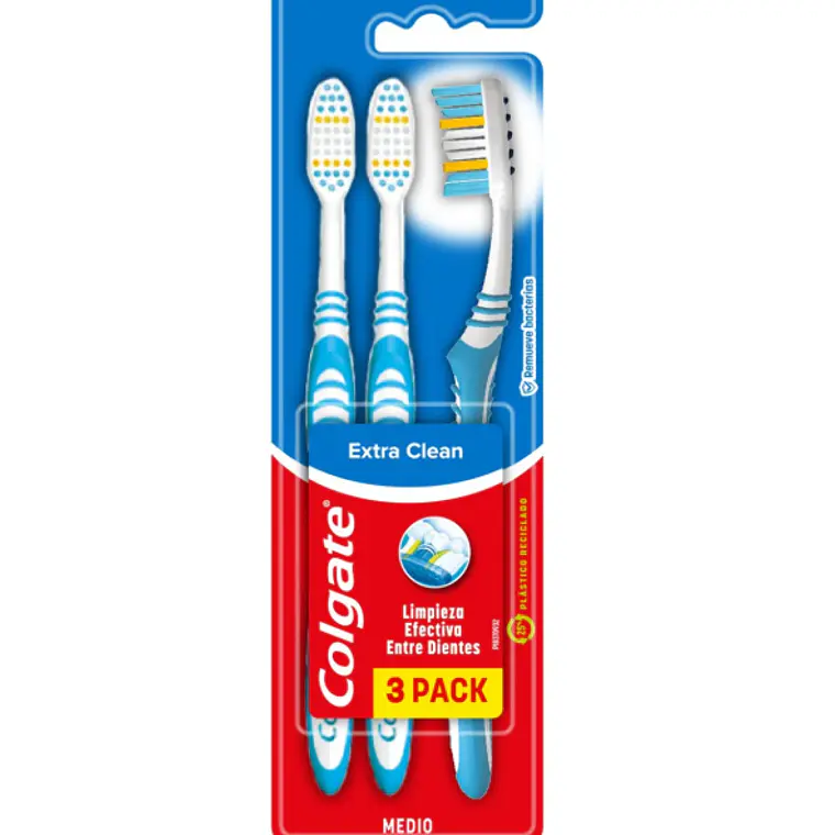 Cepillo dental Colgate Extra clean Medio Pack 3 Unidades. 1