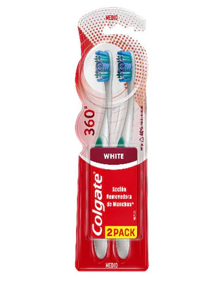 Cepillo dental Colgate White 360° Medio Pack 2 Unidades.