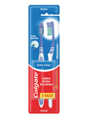 Cepillo dental Colgate Extra clean Medio Pack 2 Unidades.