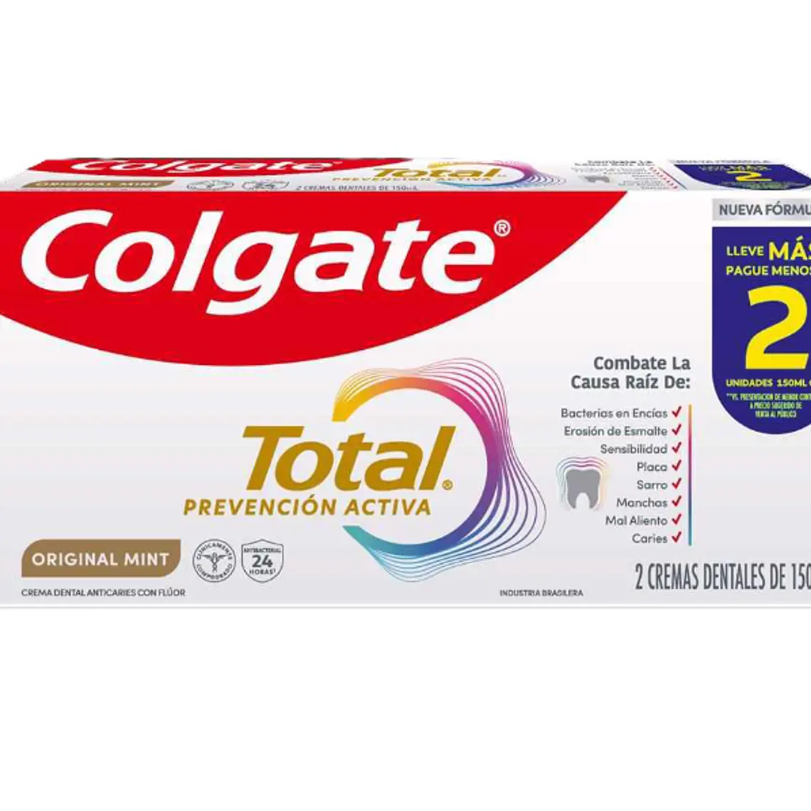 Crema dental Colgate Total Clean mint  195 g Pack 2 Unidades. 1