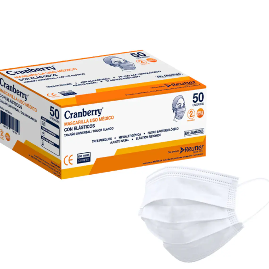 Mascarillas Uso médico 3P Blanco Con elástico 50 Unidades. 1