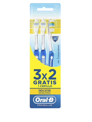Cepillo dental Oral B Antibacterial Suave 3 Unidades.
