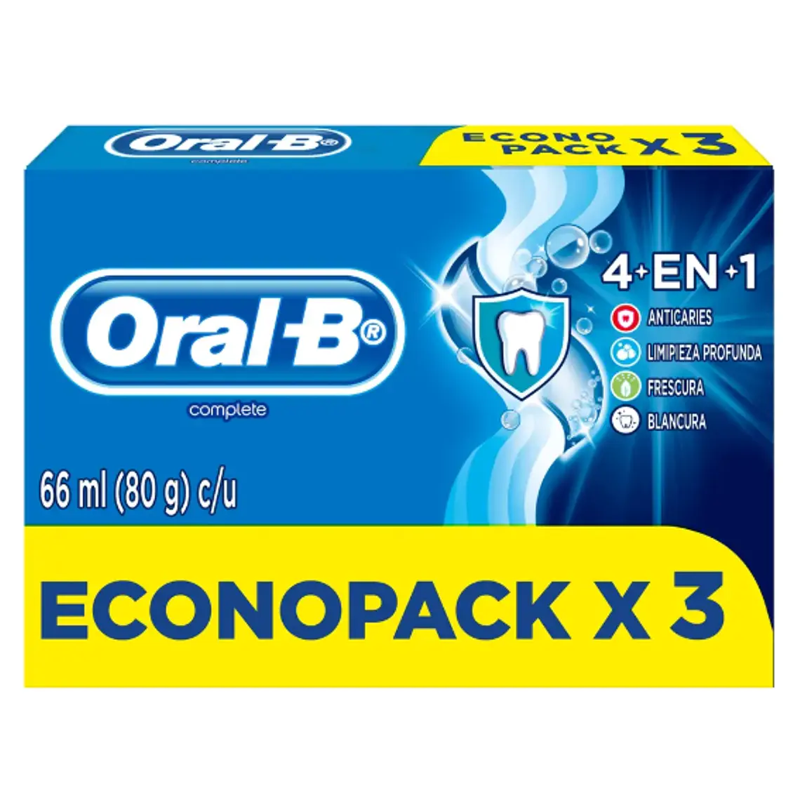 Pasta dental Complete 4 en 1 Oral B 80 g 3 Unidades. 1