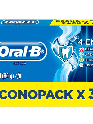 Pasta dental Complete 4 en 1 Oral B 80 g 3 Unidades.
