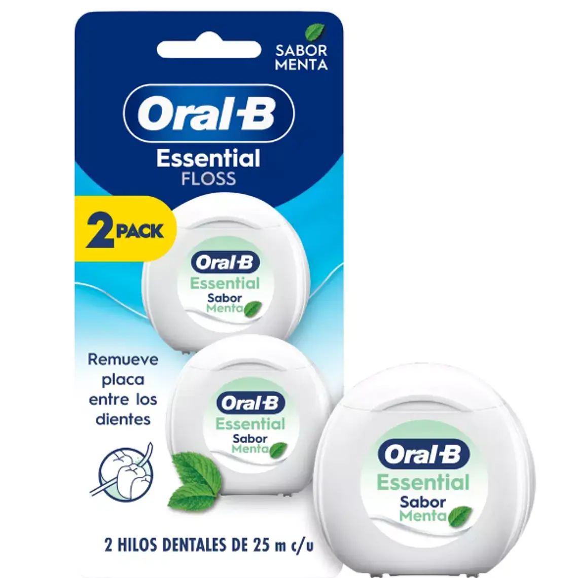 Hilo dental Oral B Essential floss Menta 25 Metros 2 Unidades. 1