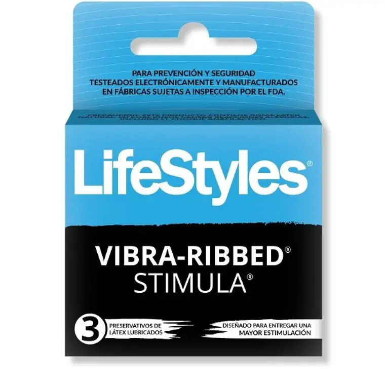 Preservativos Lifestyles Vibra Ribbed Stimula 3 Unidades. 1
