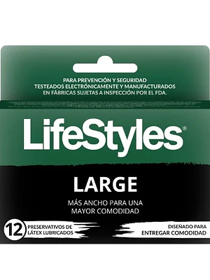 Preservativo LifeStyles Large con espermicida 12 Unidades.