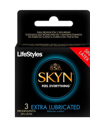 Preservativo LifeStyle Skyn Extra lubricated 3 Unidades.