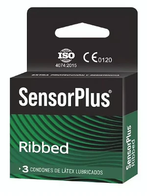 Preservativo Sensor Plus Ribbed 3 Unidades.