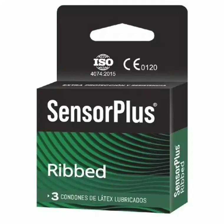 Preservativo Sensor Plus Ribbed 3 Unidades. 1