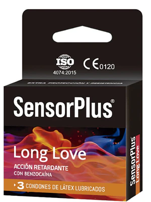 Preservativos Sensor Plus Long love 3 Unidades.