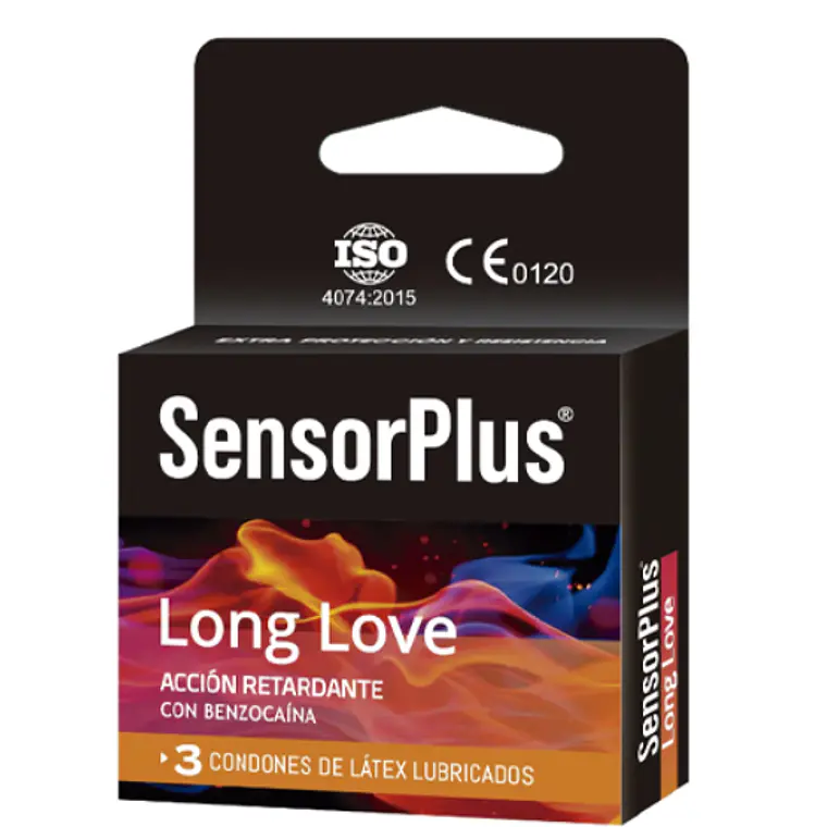 Preservativos Sensor Plus Long love 3 Unidades. 1
