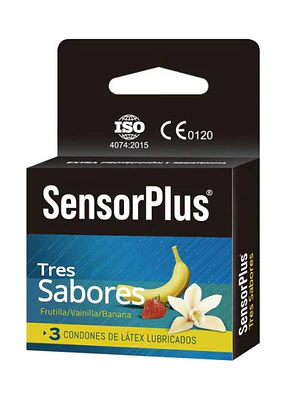 Preservativos Sensor Plus 3 Sabores 3 Unidades.