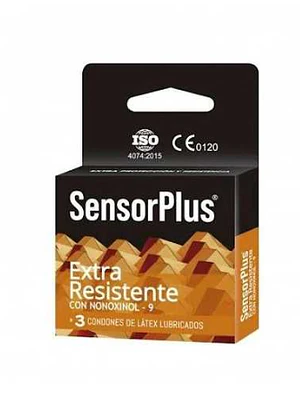 Preservativo Sensor Plus Extra resistente con nonoxinol 3 Unidades.
