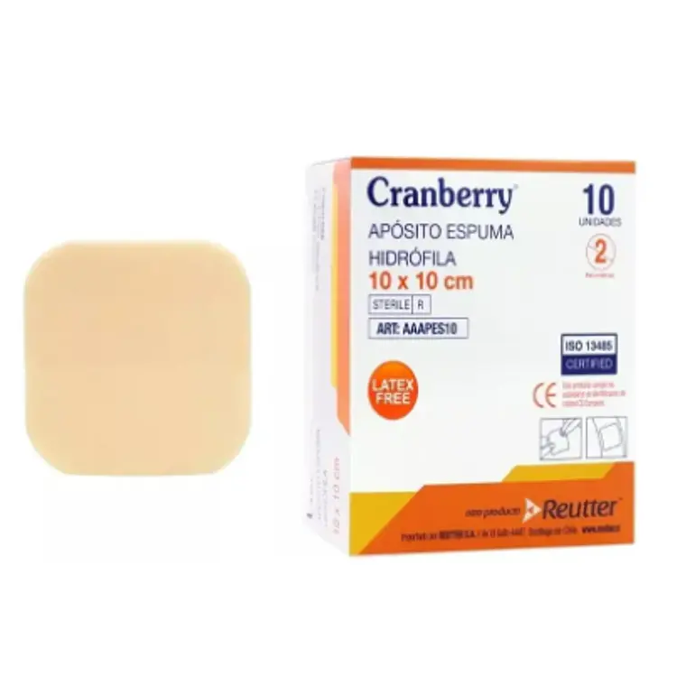 Apósito espuma hidrófila 10x10 cm 10 Unidades. Cranberry 1