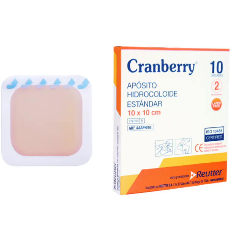 Apósito hidrocoloide estándar 10x10cm 10 Unidades. Cranberry 1