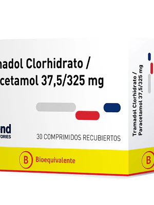 Tramadol clorhidrato + Paracetamol (B)  37,5/325 mg 30 Comprimidos. Ascend