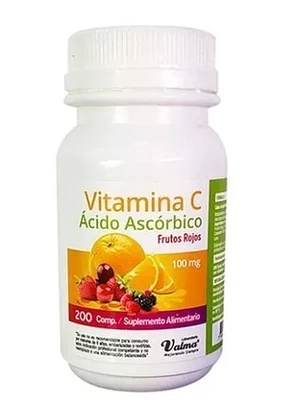 Vitamina C 100 mg Frutos rojos 200 Comprimidos. Valma