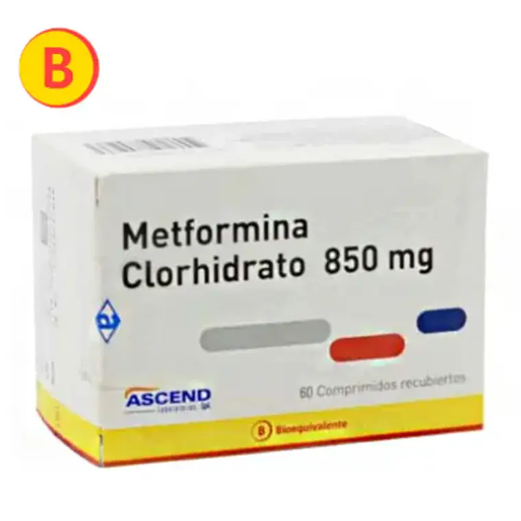 Metformina (B) 850 mg 60 Comprimidos recubiertos. Ascend  1