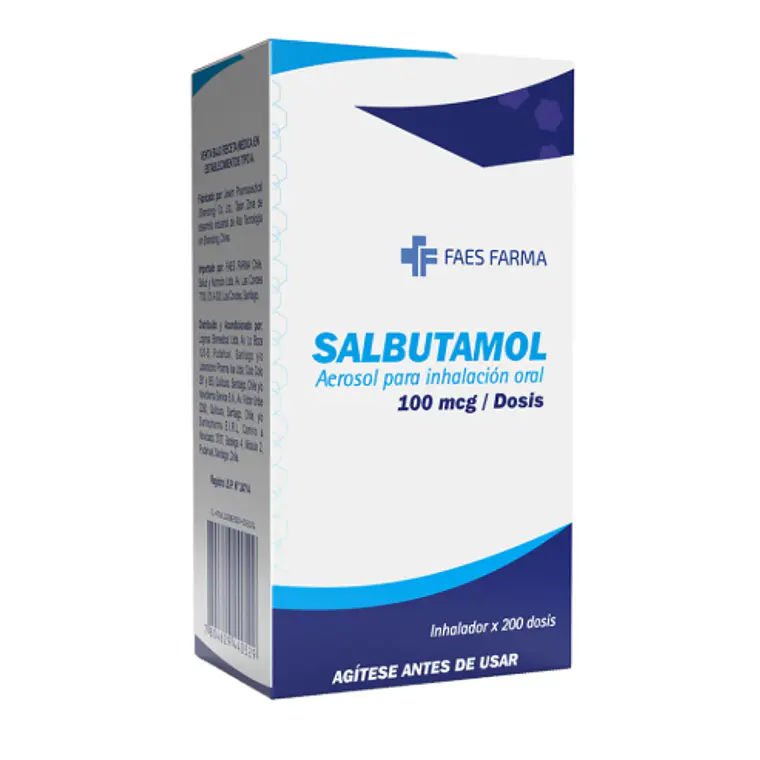 Salbutamol 100 mcg  Inhalador 200 Dosis. Faes 1