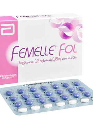 Femelle Fol Drospirenona, Etinilestradiol, Levomefolato de Calcio 28 Comprimidos.