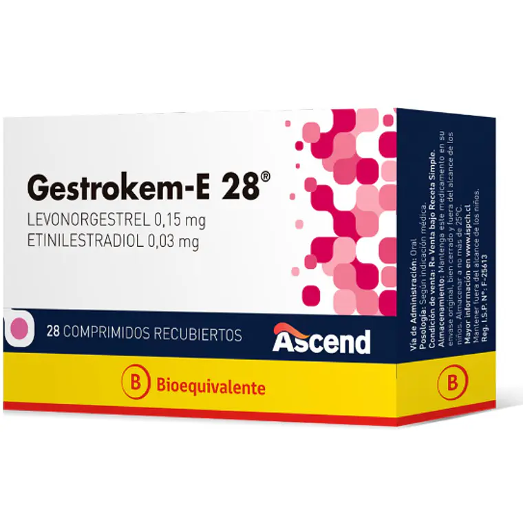 Gestrokem-E 28 (B) Levonorgestrel, Etinilestradiol 28 Comprimidos. 1