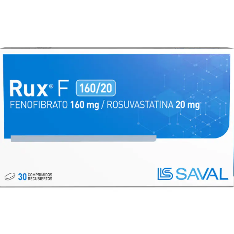 Rux F Fenofibrato, Rosuvastatina 160/20 mg 30 Comprimidos recubiertos. 1